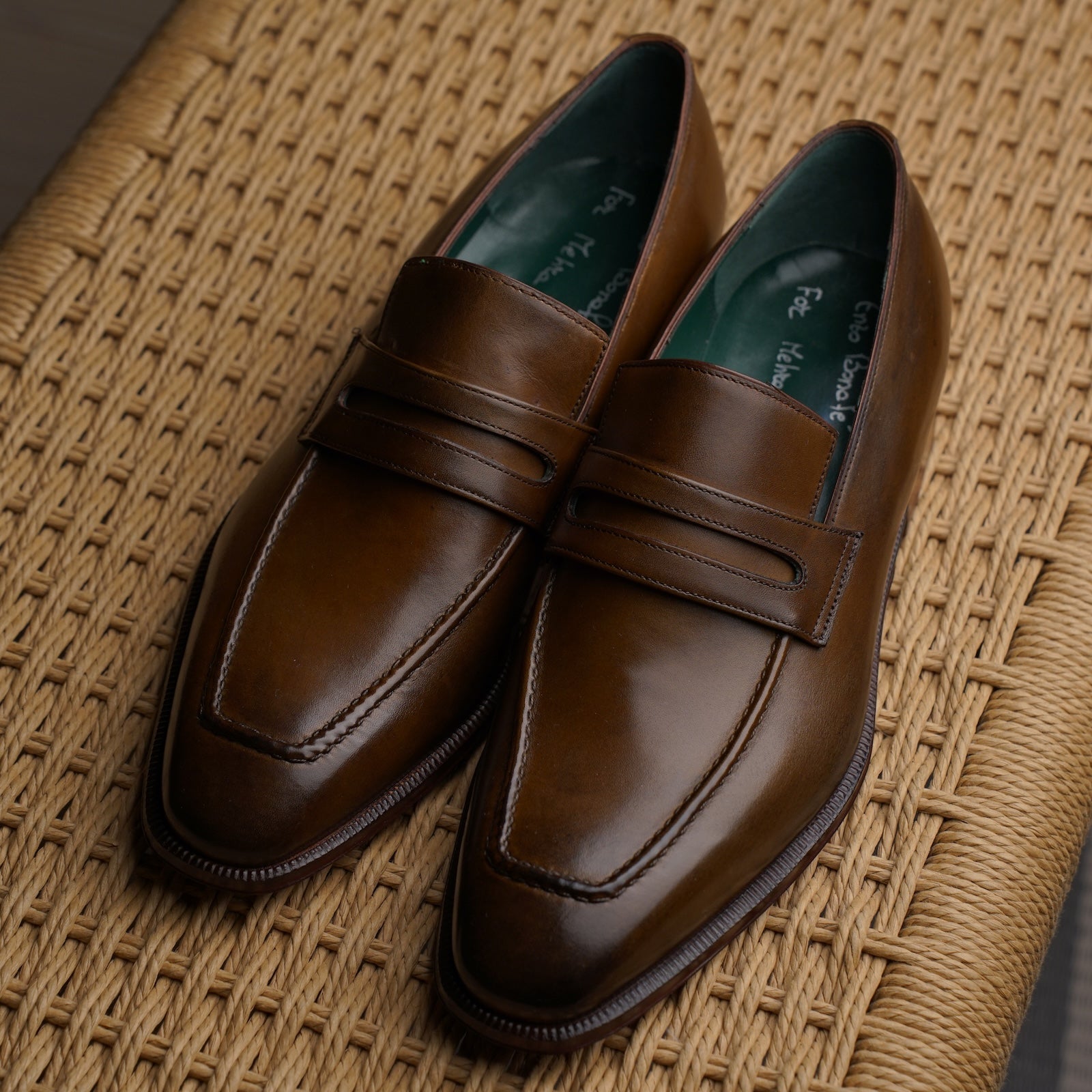 Chiseled Toe Penny Loafer - Tobacco Calf