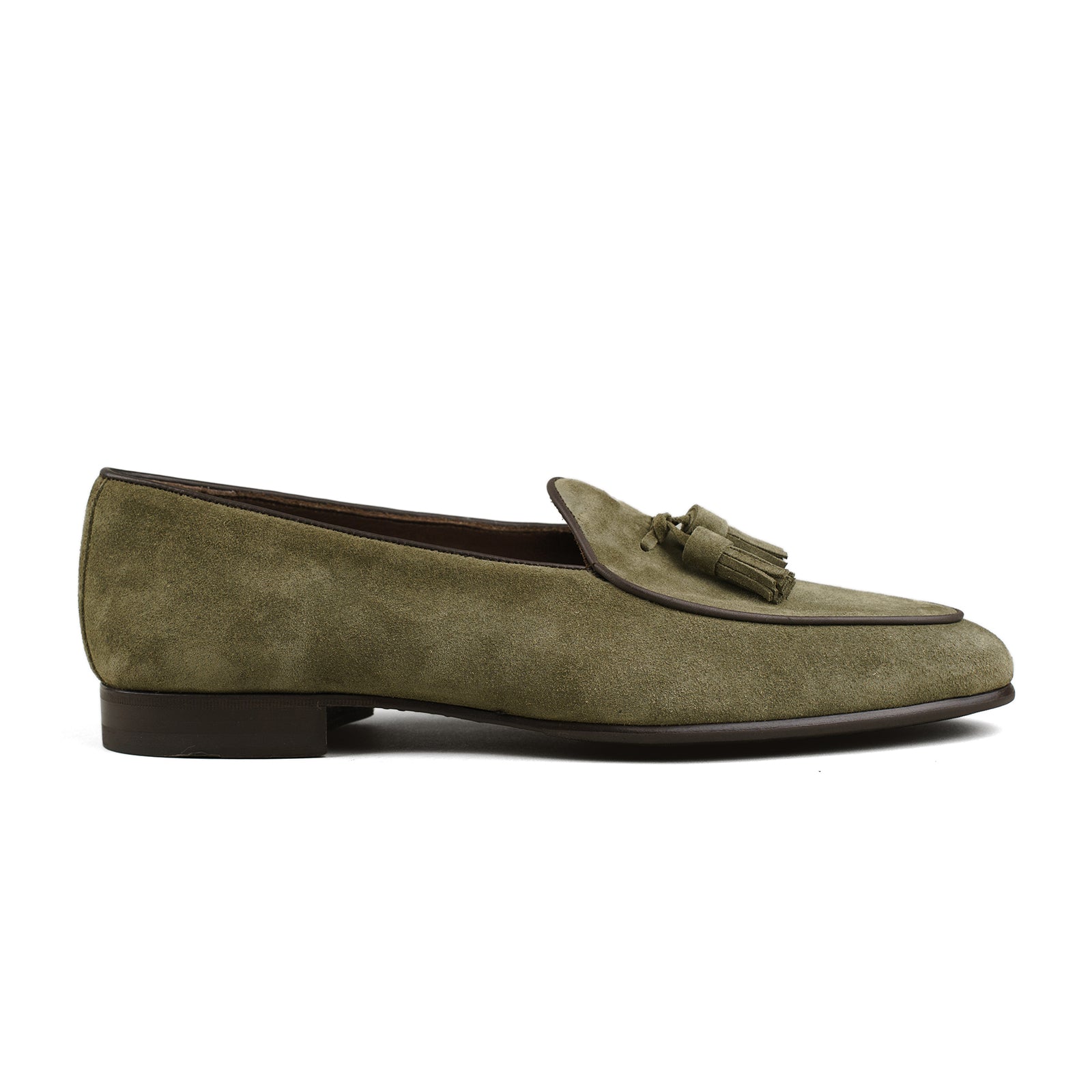 Mocasín belga con borlas - Ante verde