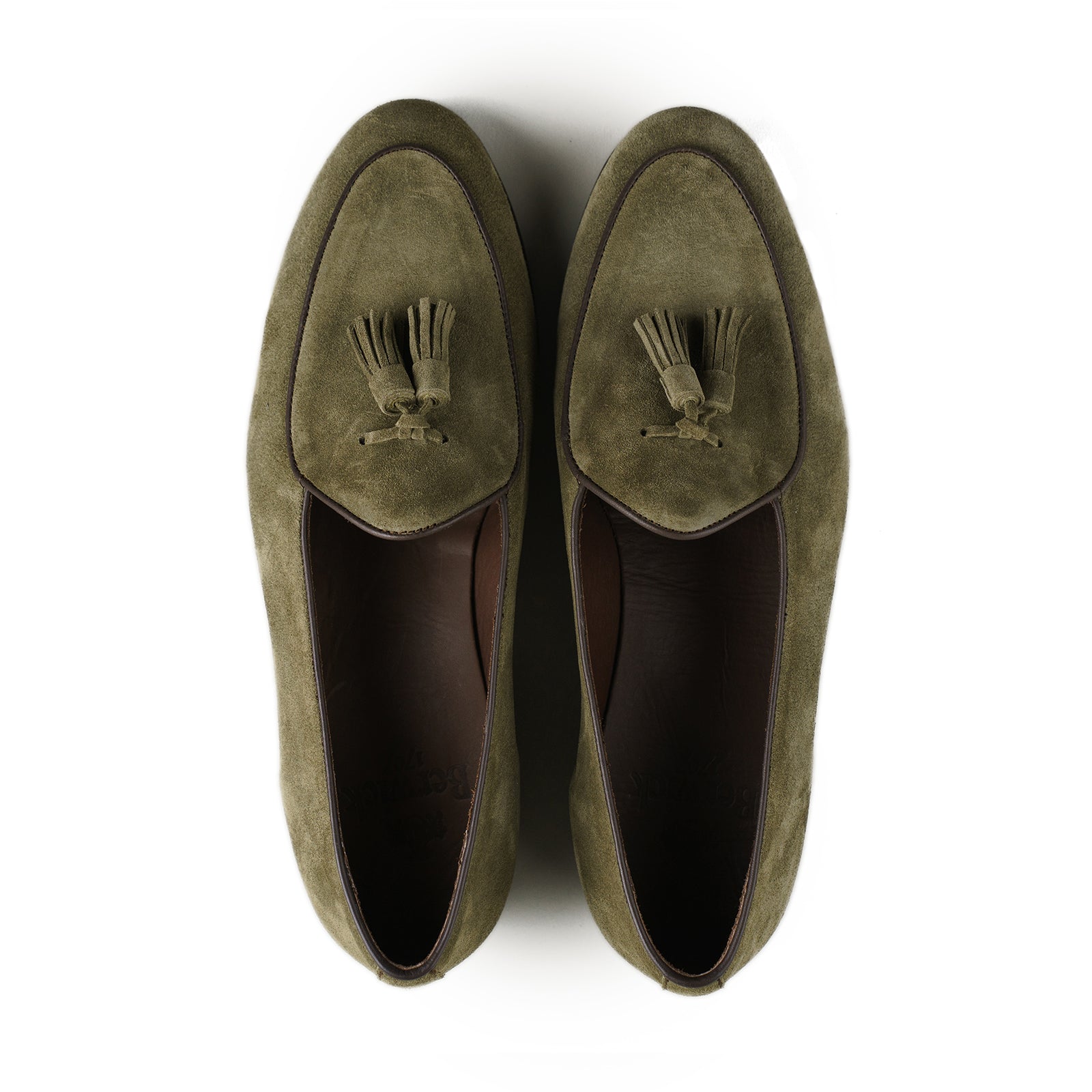 Mocasín belga con borlas - Ante verde