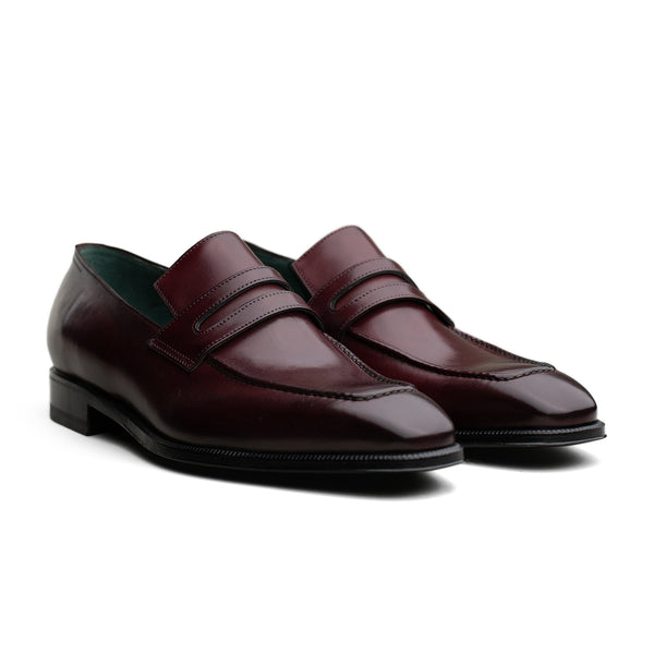 Chiseled Toe Penny Loafer - Burgundy Calf