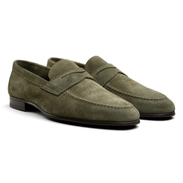 Unlined Penny Loafer - Green Suede