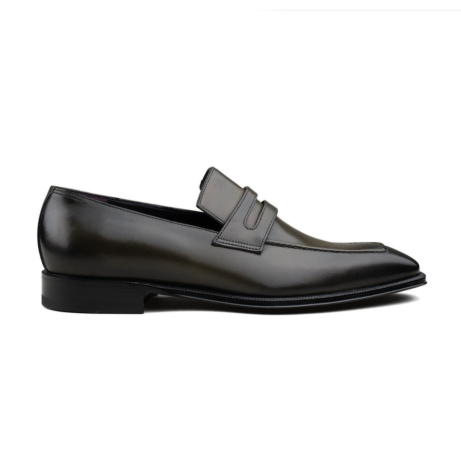 Chiseled Toe Penny Loafer - Dark Green Calf