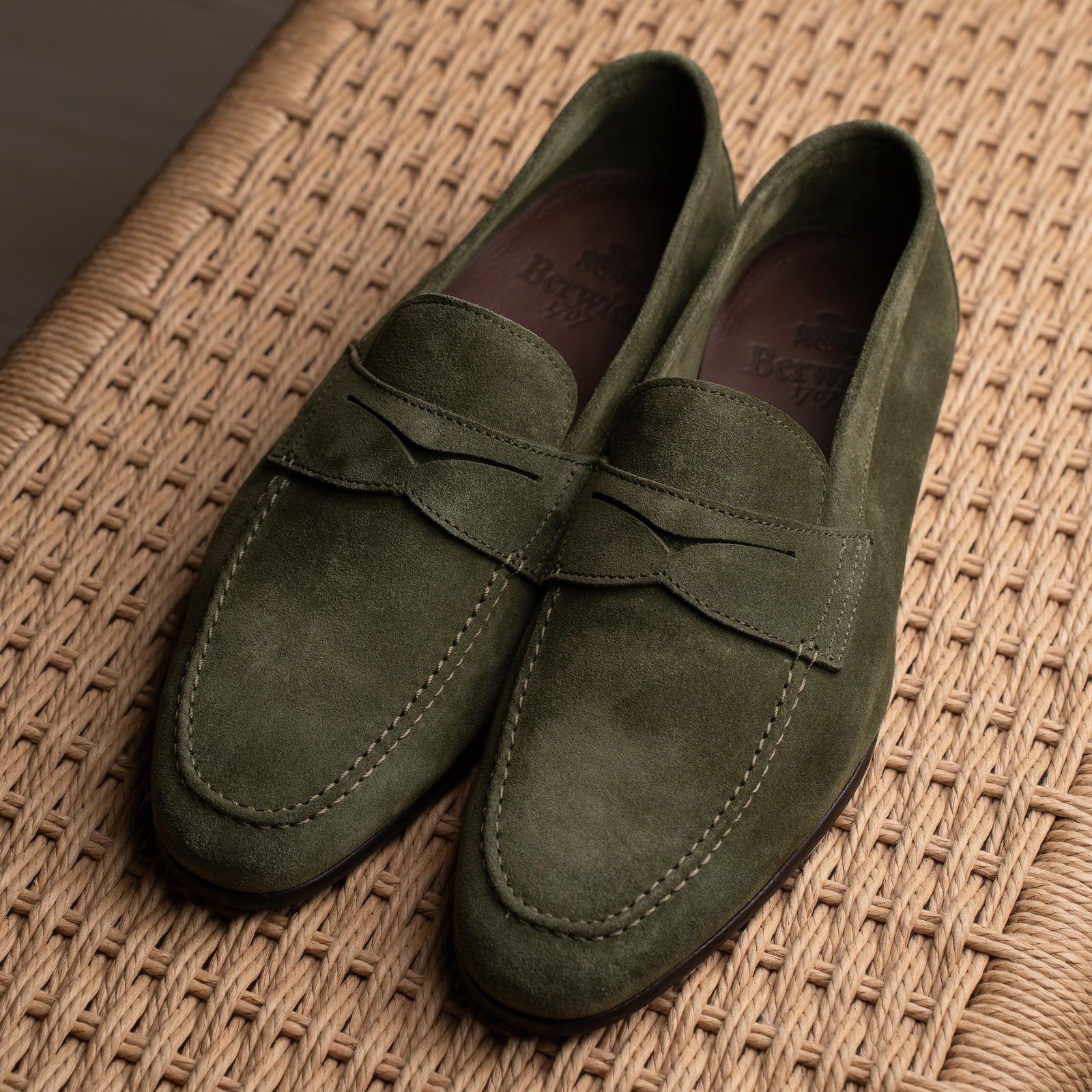 Unlined Penny Loafer - Green Suede