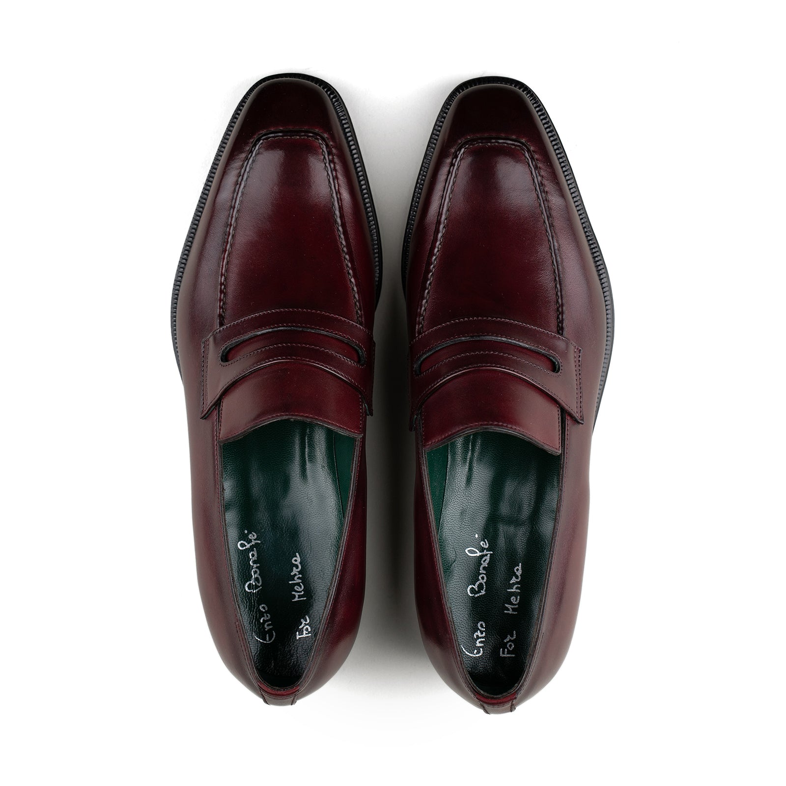 Chiseled Toe Penny Loafer - Burgundy Calf