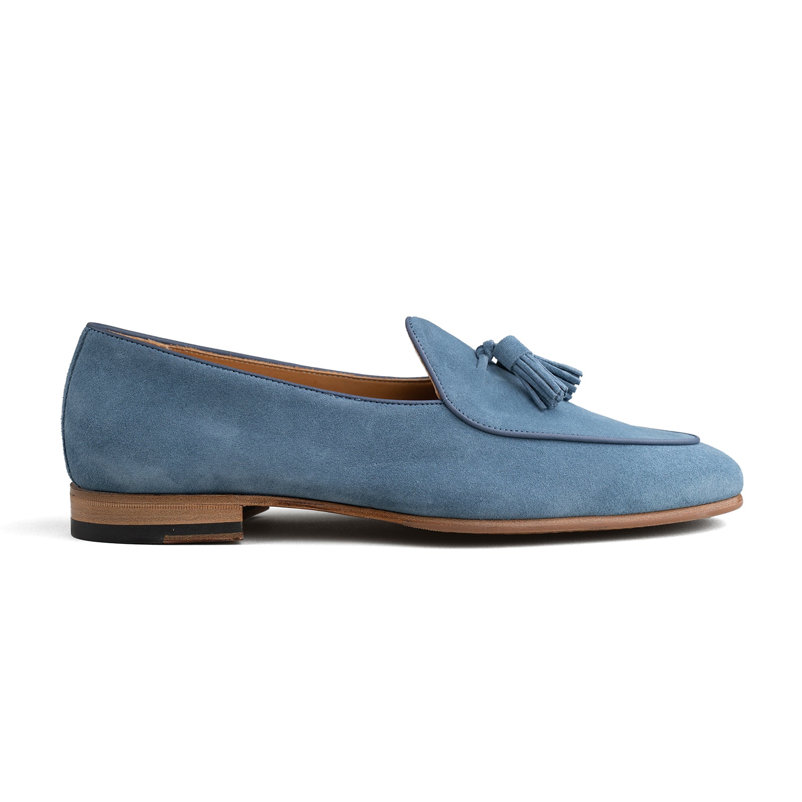 Mocasín belga con borlas - Ante índigo