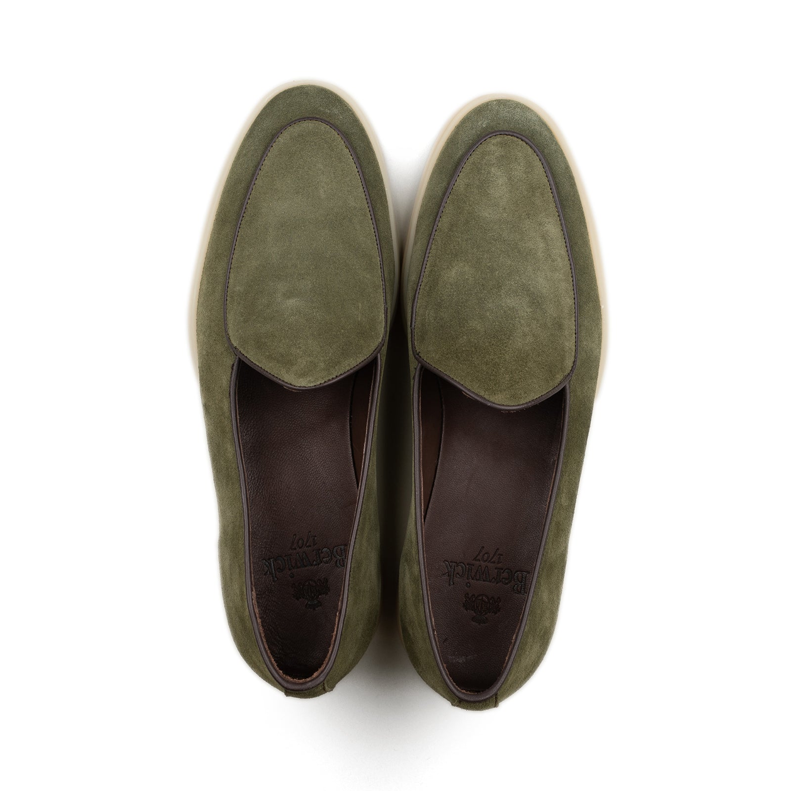 Belgian Loafer w/ Rubber Sole - Green Suede