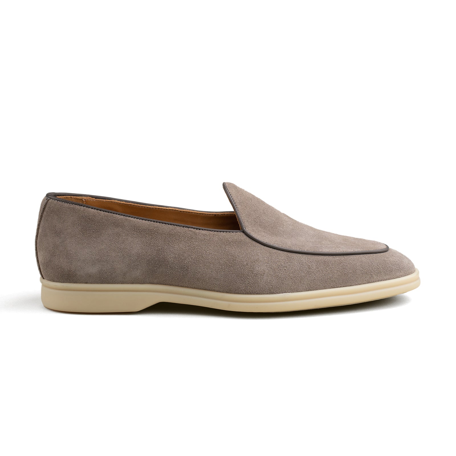 Belgian Loafer w/ Rubber Sole - Taupe Grey Suede