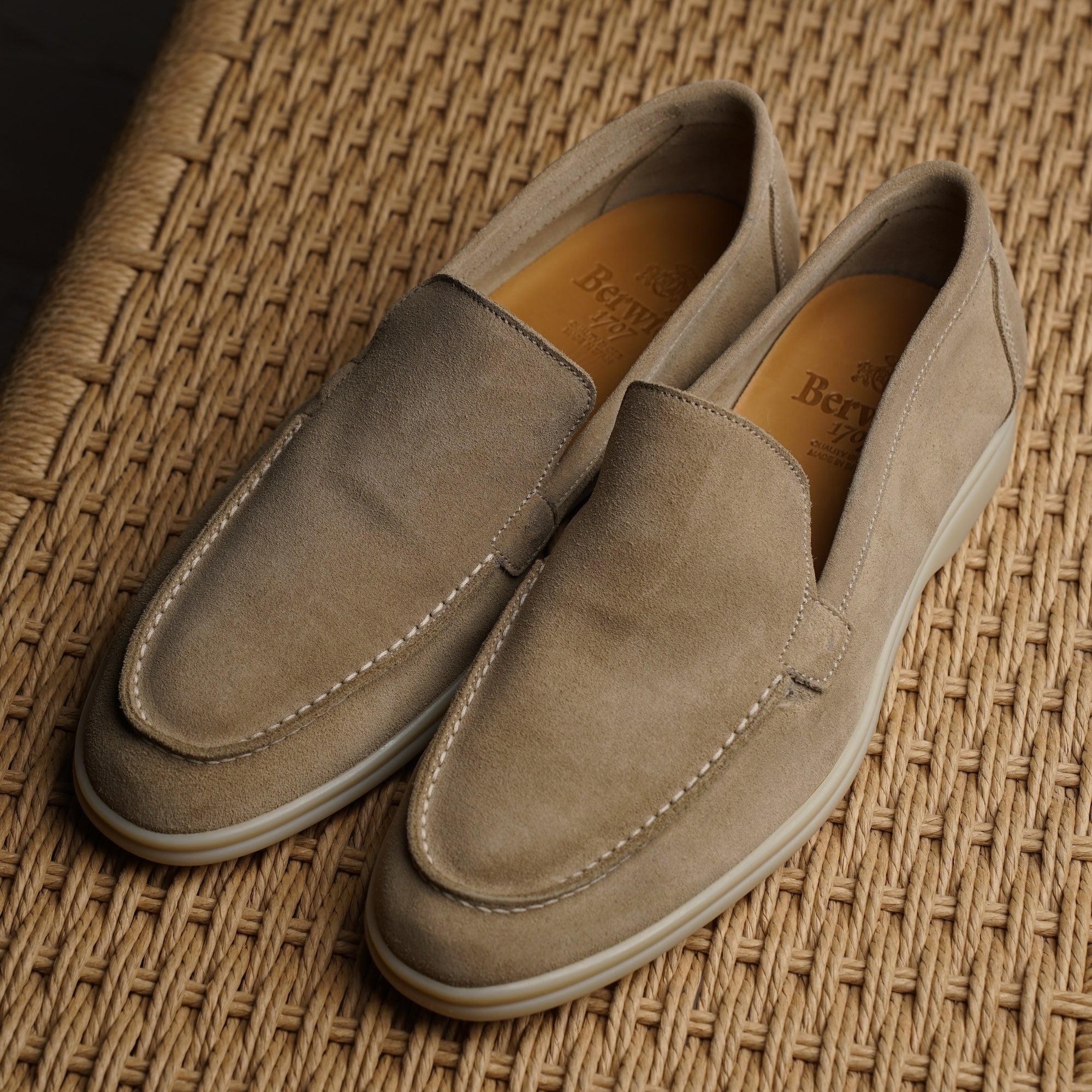 Berwick Palma Flex Venetian Mens Beige Suede Loafer Live View 