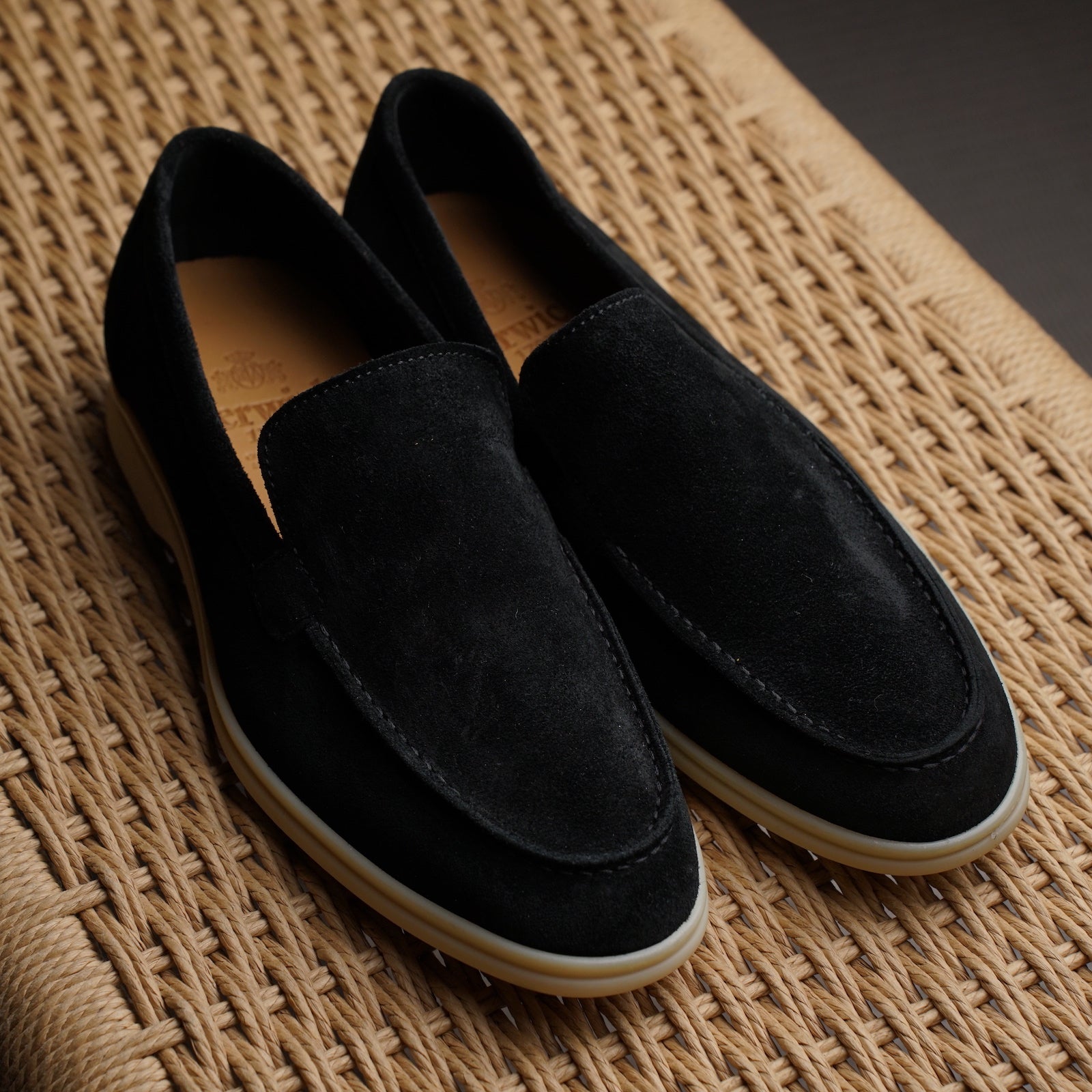 Berwick Palma Flex Venetian Mens Black Suede Loafer Live View 