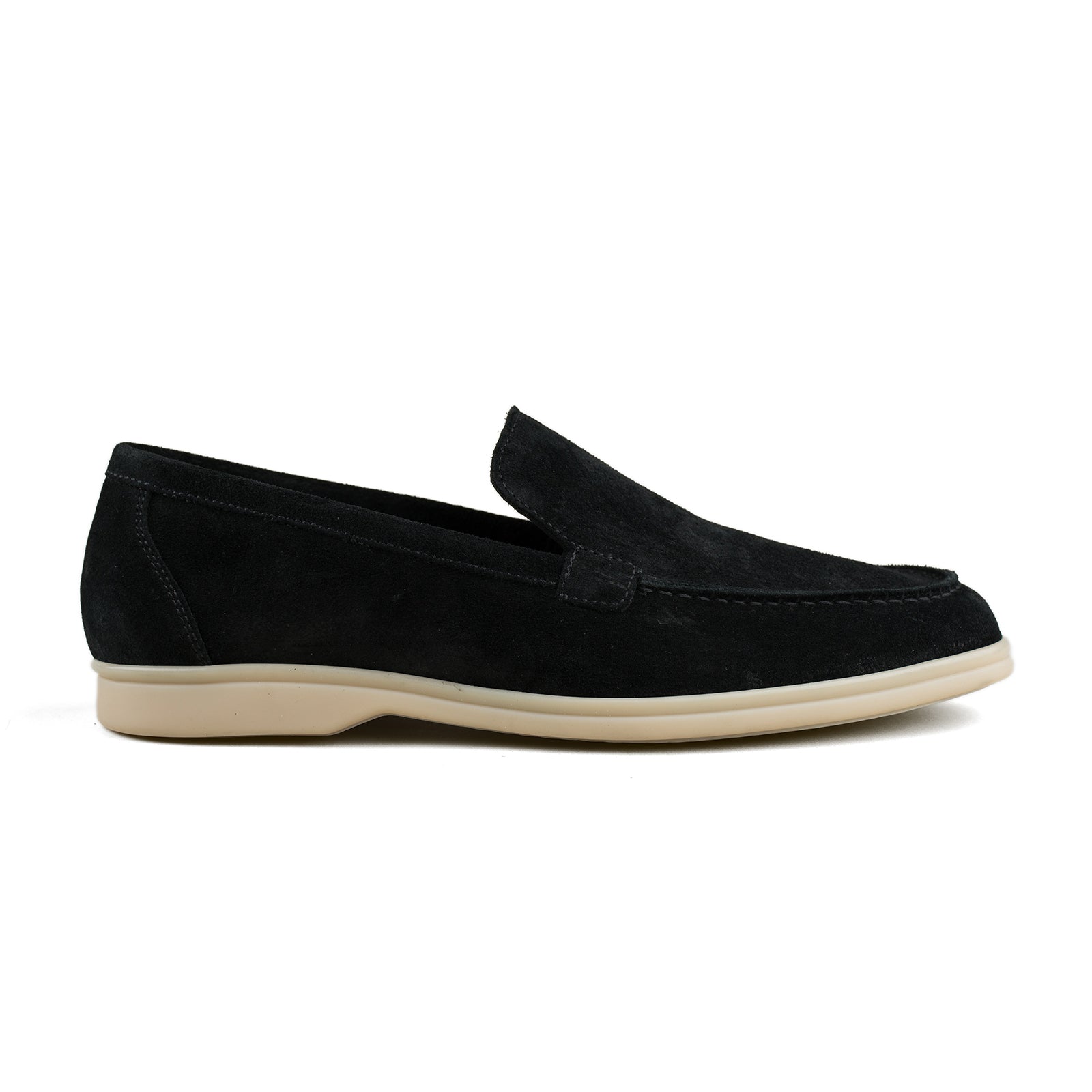 Berwick Palma Flex Venetian Mens Black Suede Loafer Side View