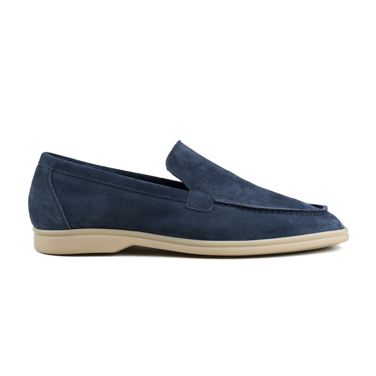 Berwick Palma Flex Venetian Mens Blue Suede Loafer Side View 