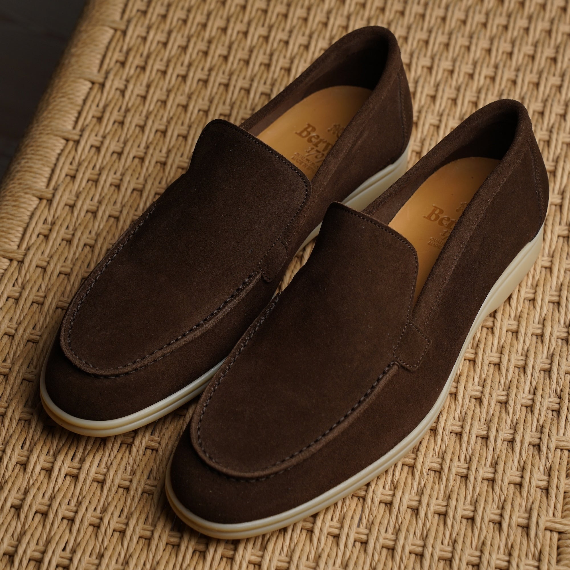 Berwick Palma Flex Venetian Mens Dark Brown Suede Loafer Live View 