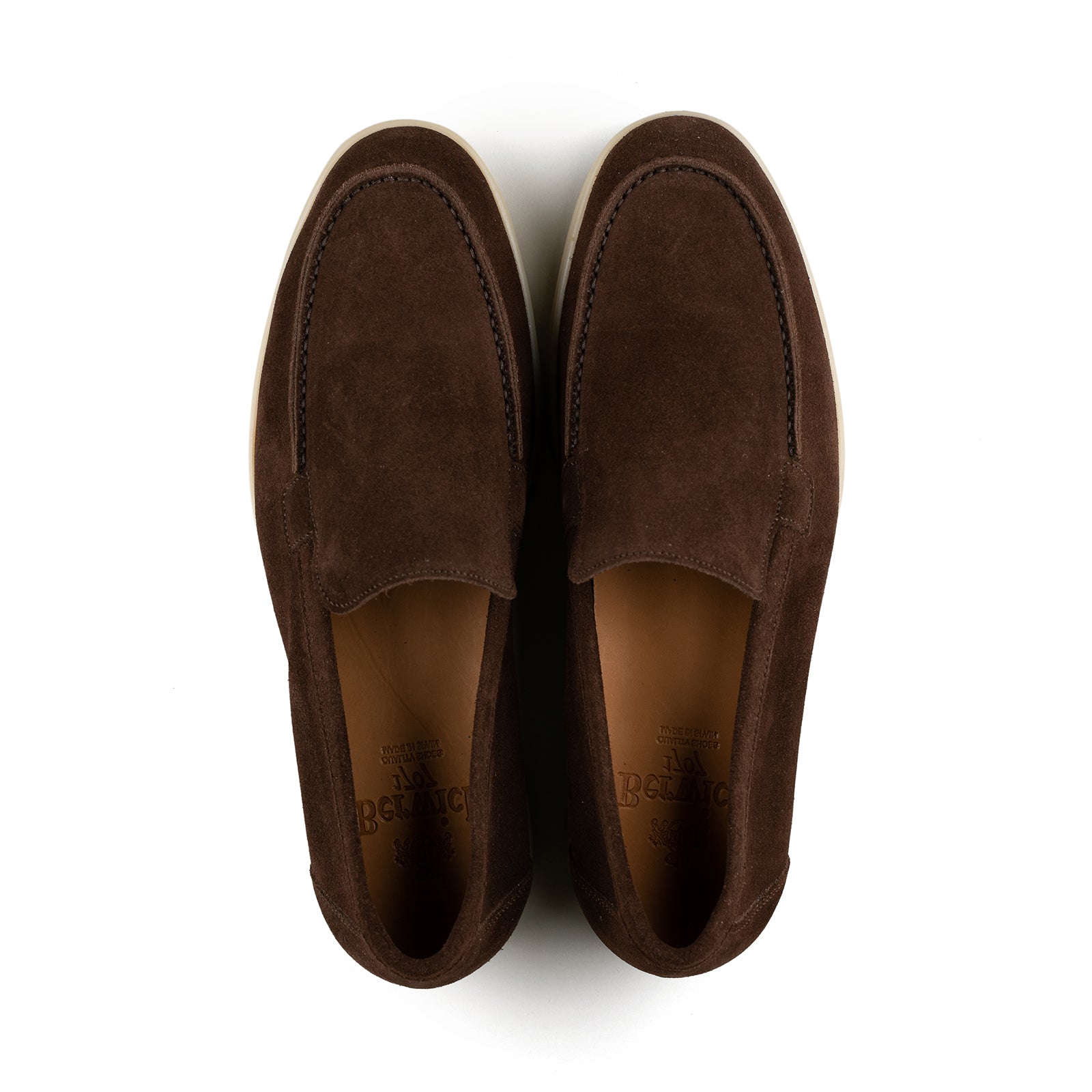 Berwick Palma Flex Venetian Mens Dark Brown Suede Loafer Top Down View 