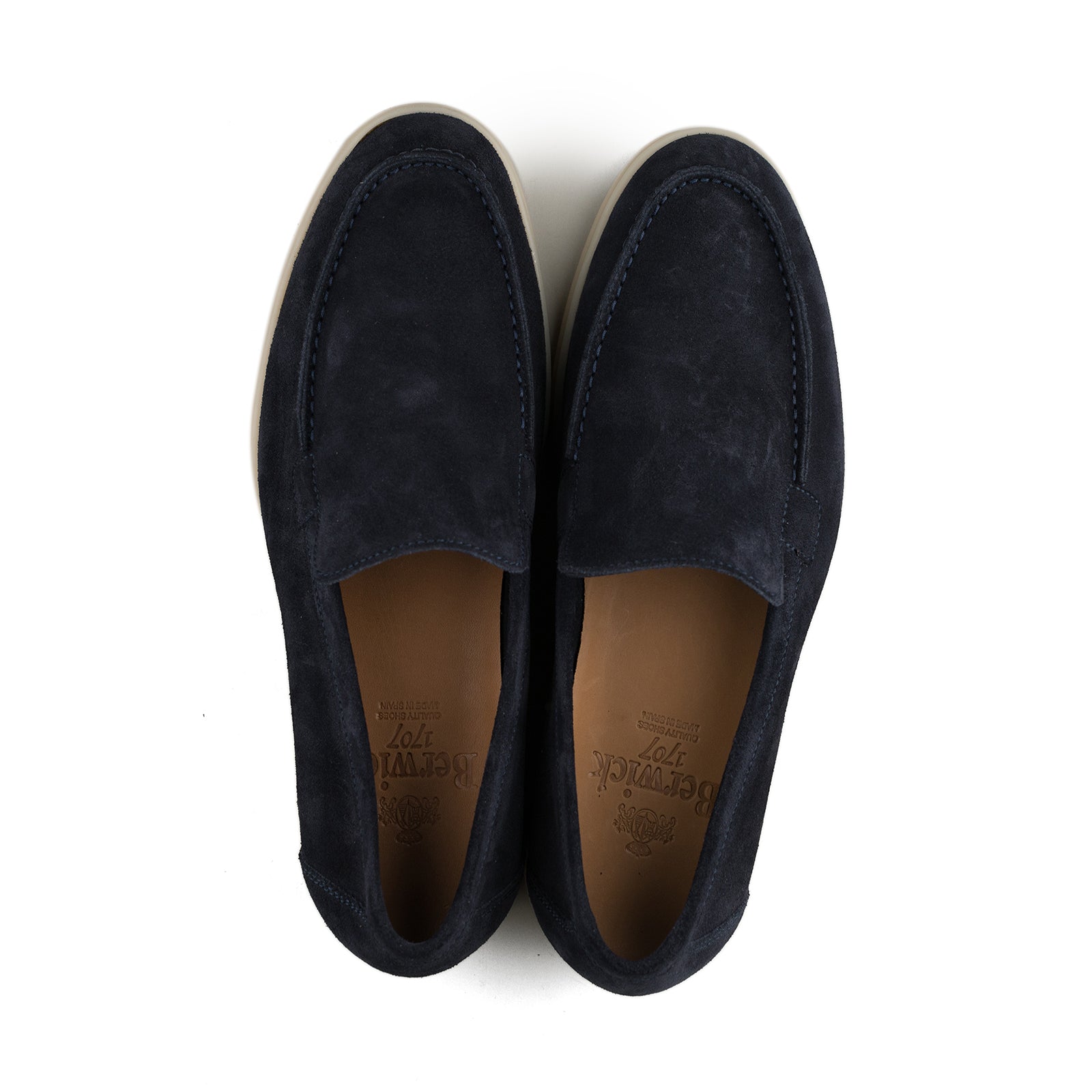 Berwick Palma Flex Venetian Mens Dark Navy Suede Loafer Top Down View