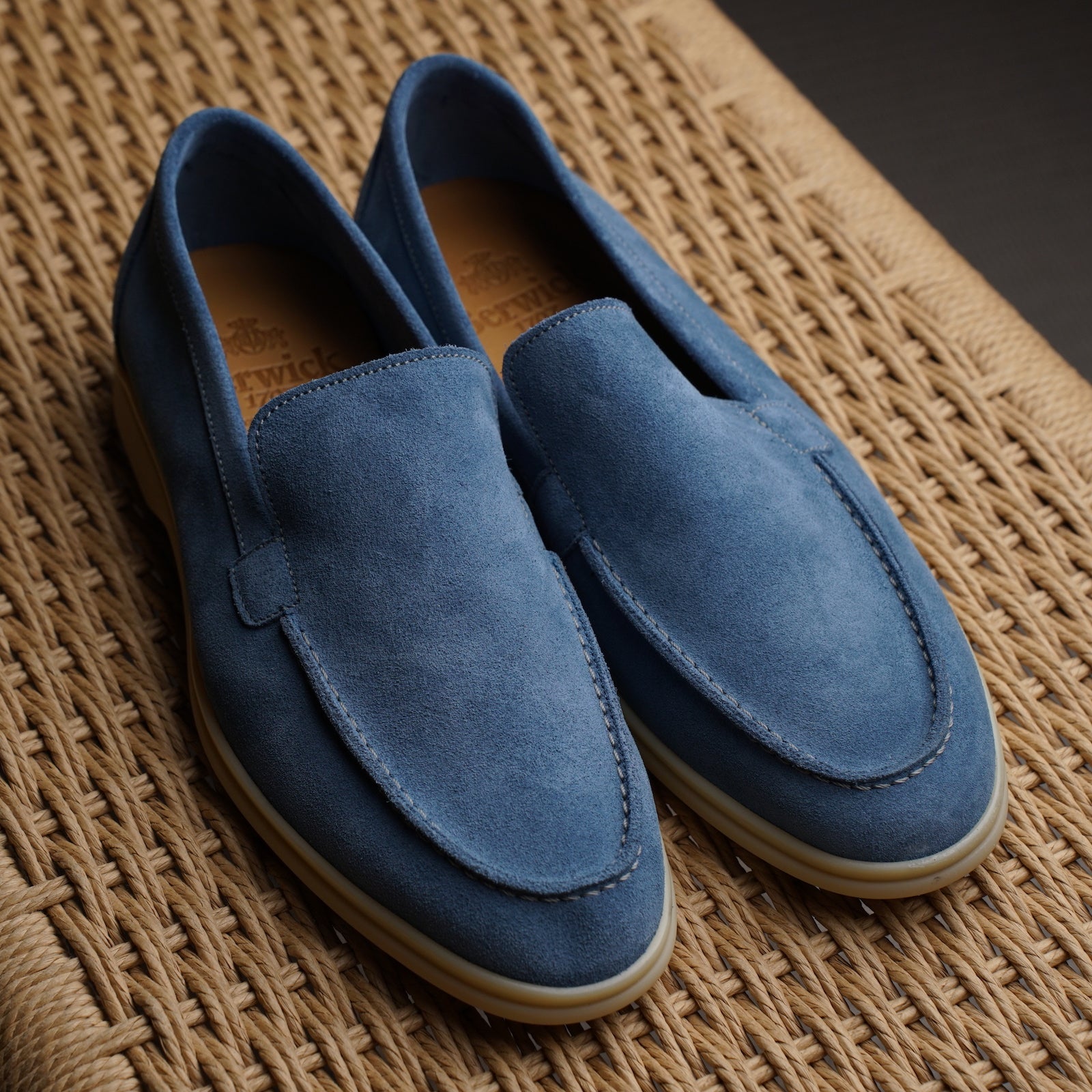 Berwick Palma Flex Venetian Mens Indigo Blue Suede Loafer Live View 