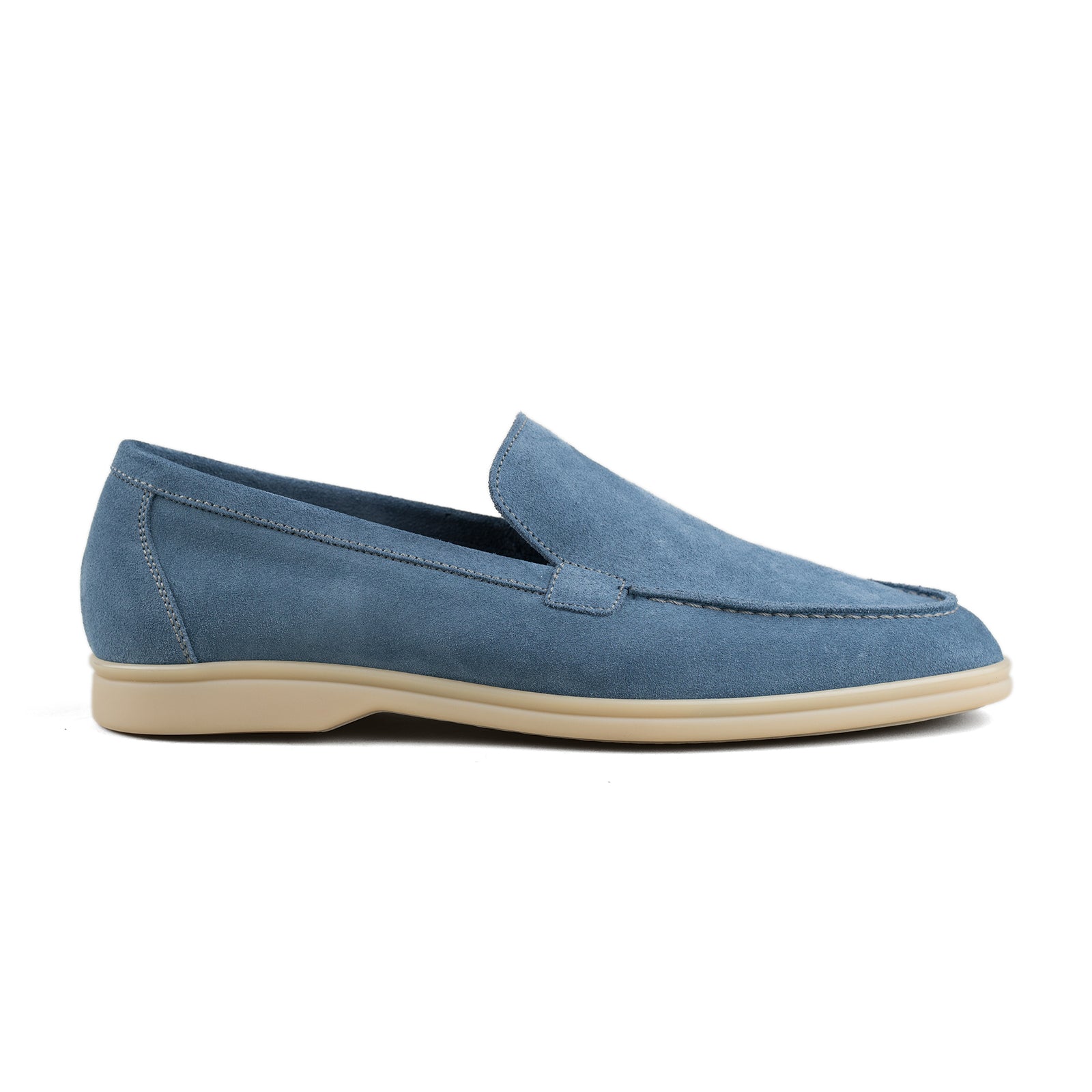 Berwick Palma Flex Venetian Mens Indigo Blue Suede Loafer Side View 
