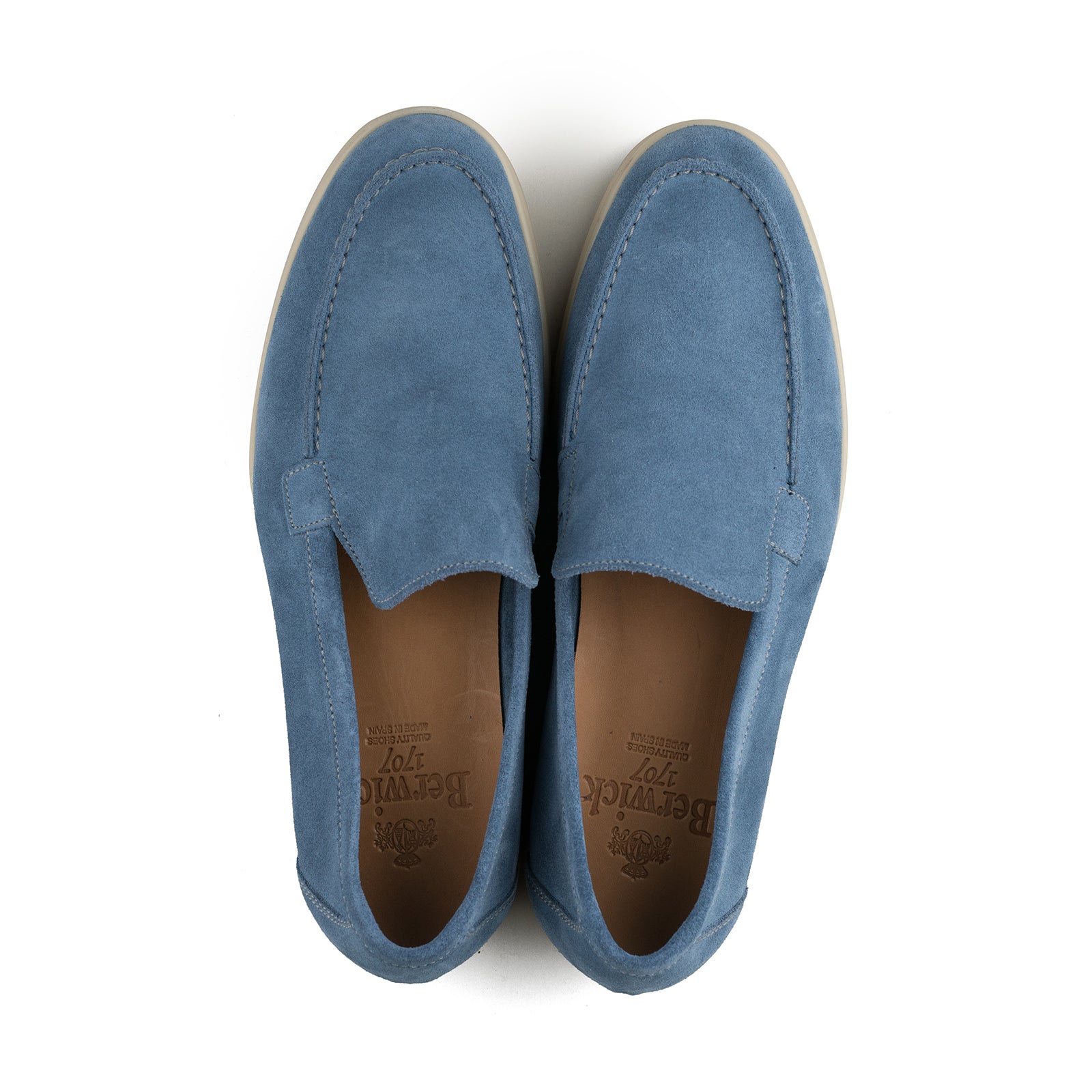 Berwick Palma Flex Venetian Mens Indigo Blue Suede Loafer Top View 