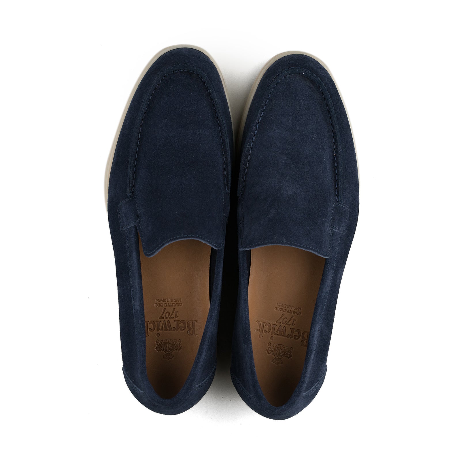 Berwick Palma Flex Venetian Mens Navy Suede Loafer Top Down View 