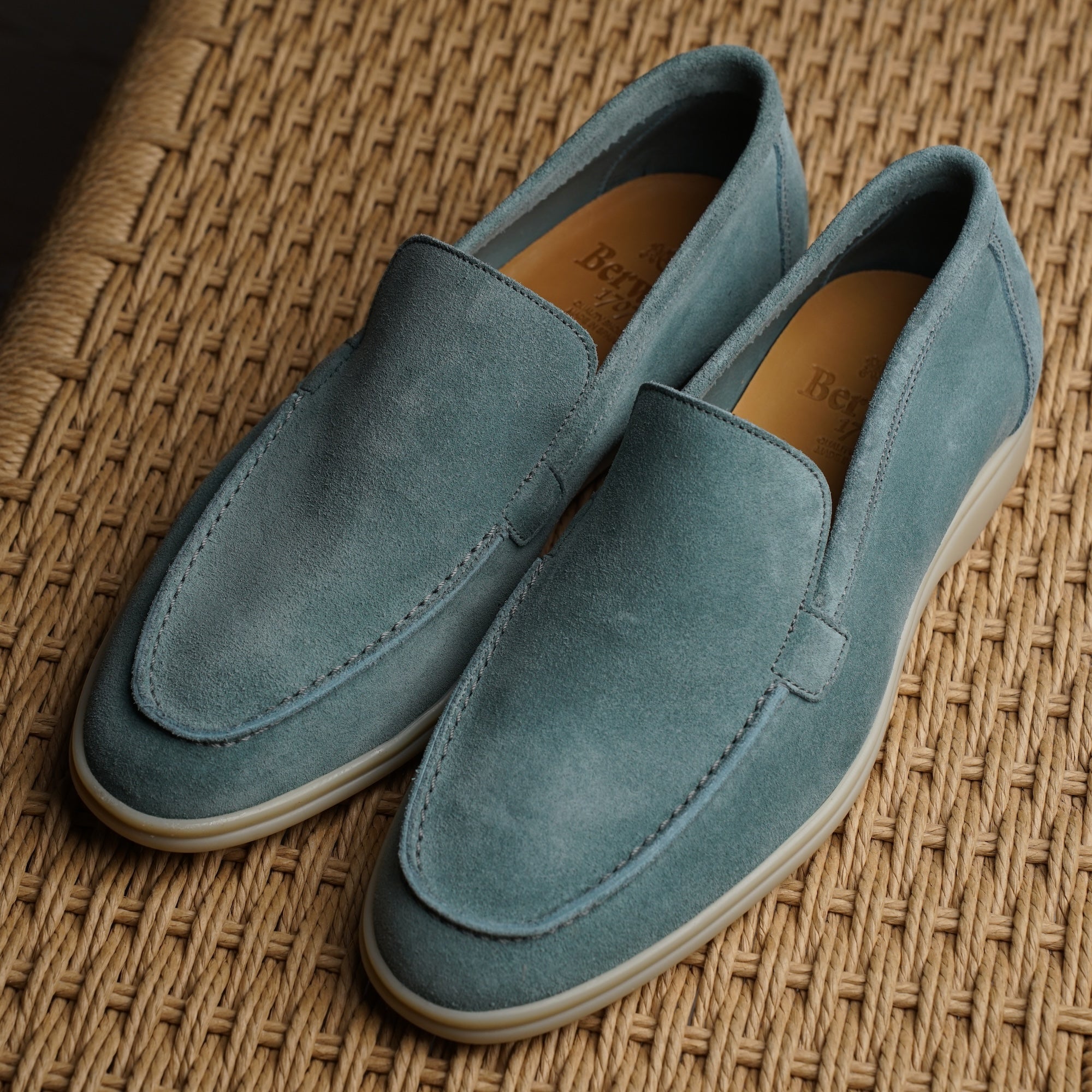 Berwick Palma Flex Venetian Mens Petrol Blue Suede Loafer Live View 