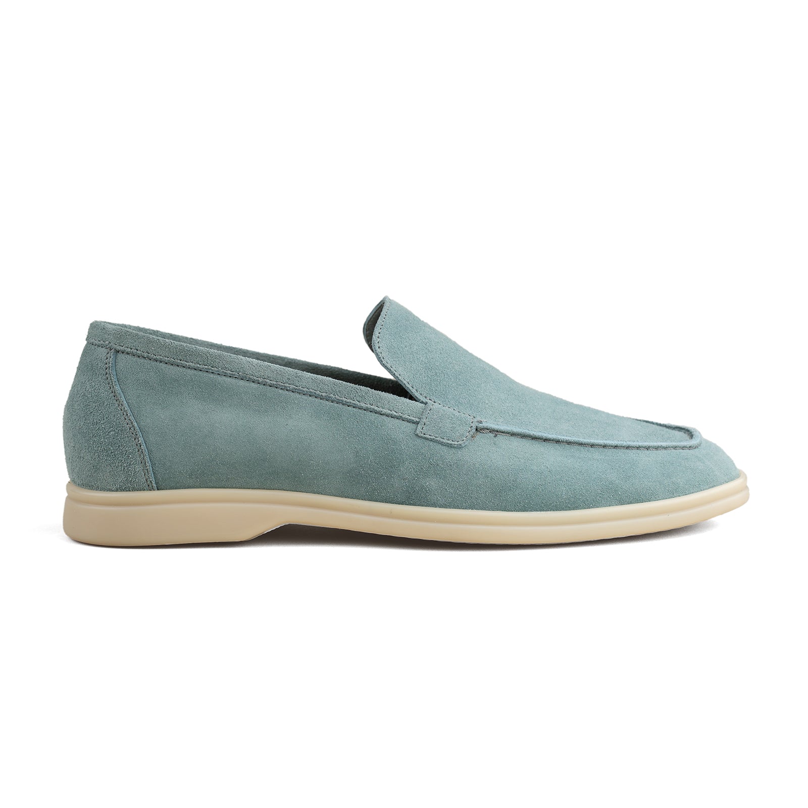 Berwick Palma Flex Venetian Mens Petrol Blue Suede Loafer Side View 