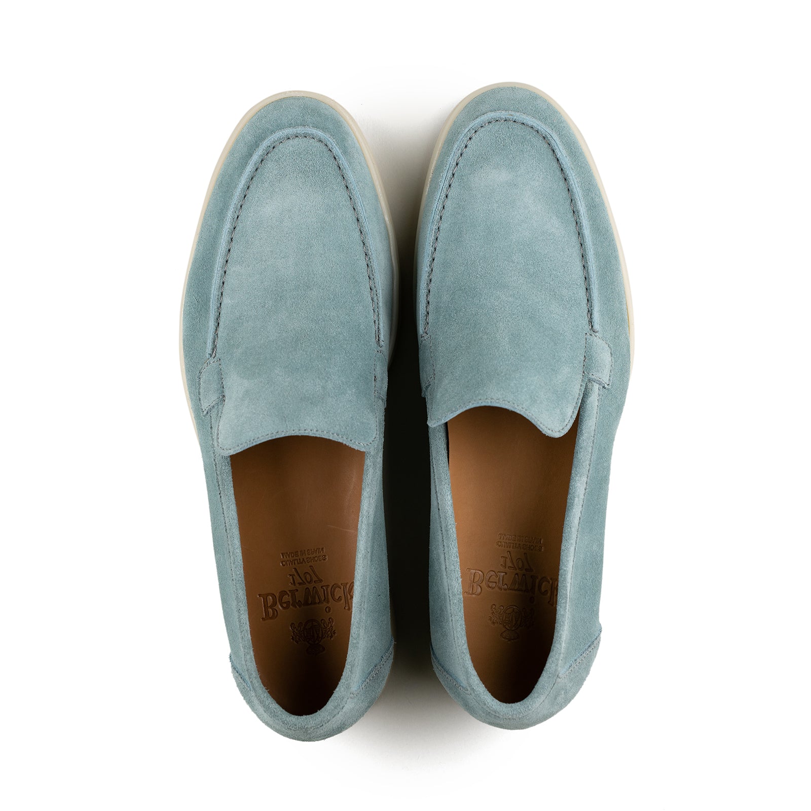 Berwick Palma Flex Venetian Mens Petrol Blue Suede Loafer Top View 