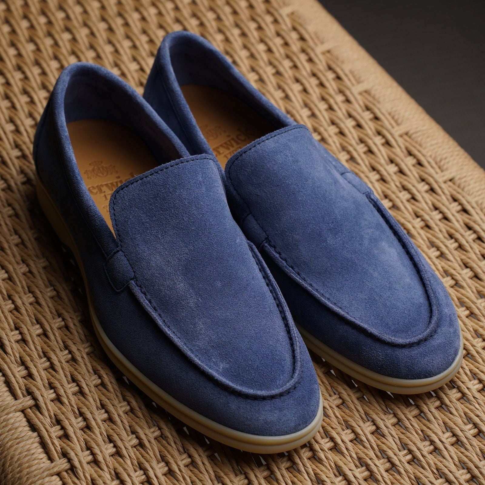Berwick Palma Flex Venetian Mens Sky Blue Suede Loafer Live View 