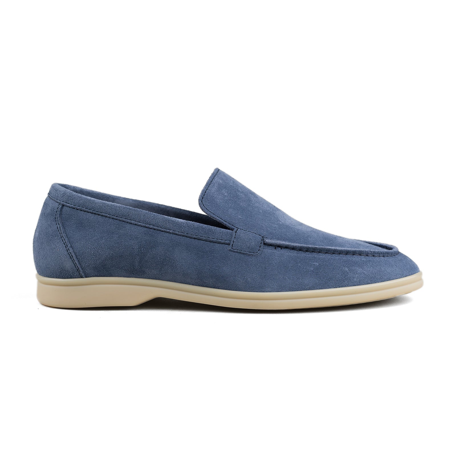 Berwick Palma Flex Venetian Mens Sky Blue Suede Loafer Side View 