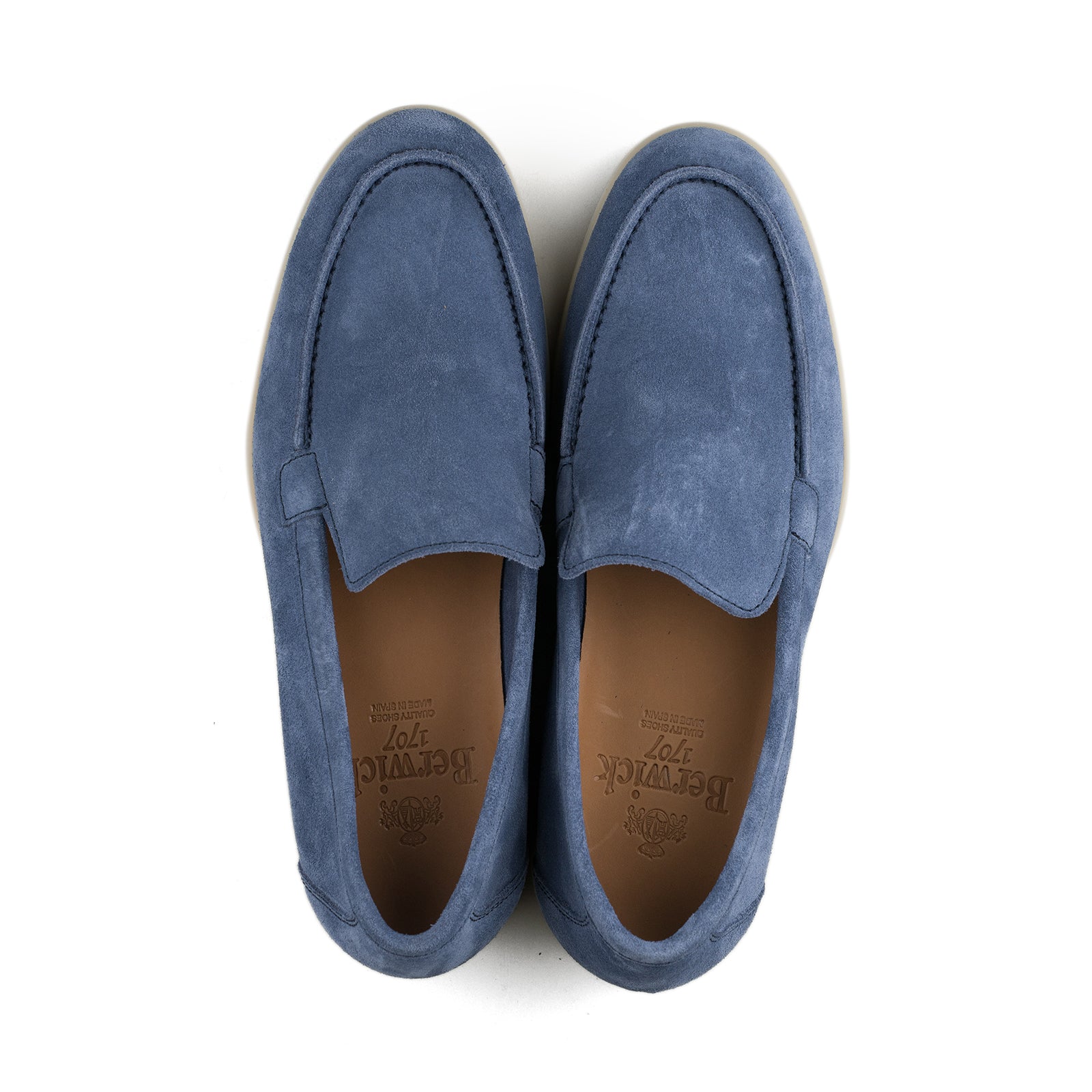 Berwick Palma Flex Venetian Mens Sky Blue Suede Loafer Top View 