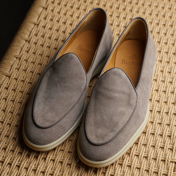 Belgian Loafer w/ Rubber Sole - Taupe Grey Suede