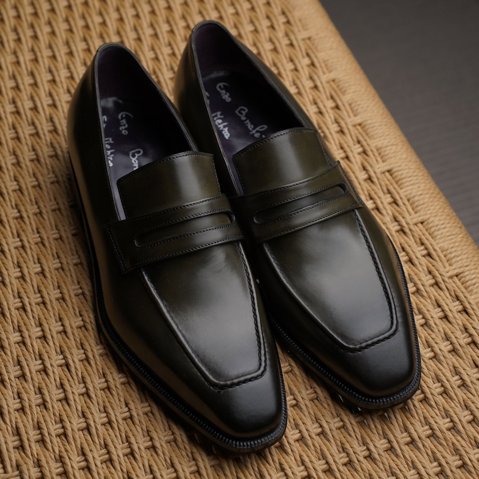 Chiseled Toe Penny Loafer - Dark Green Calf