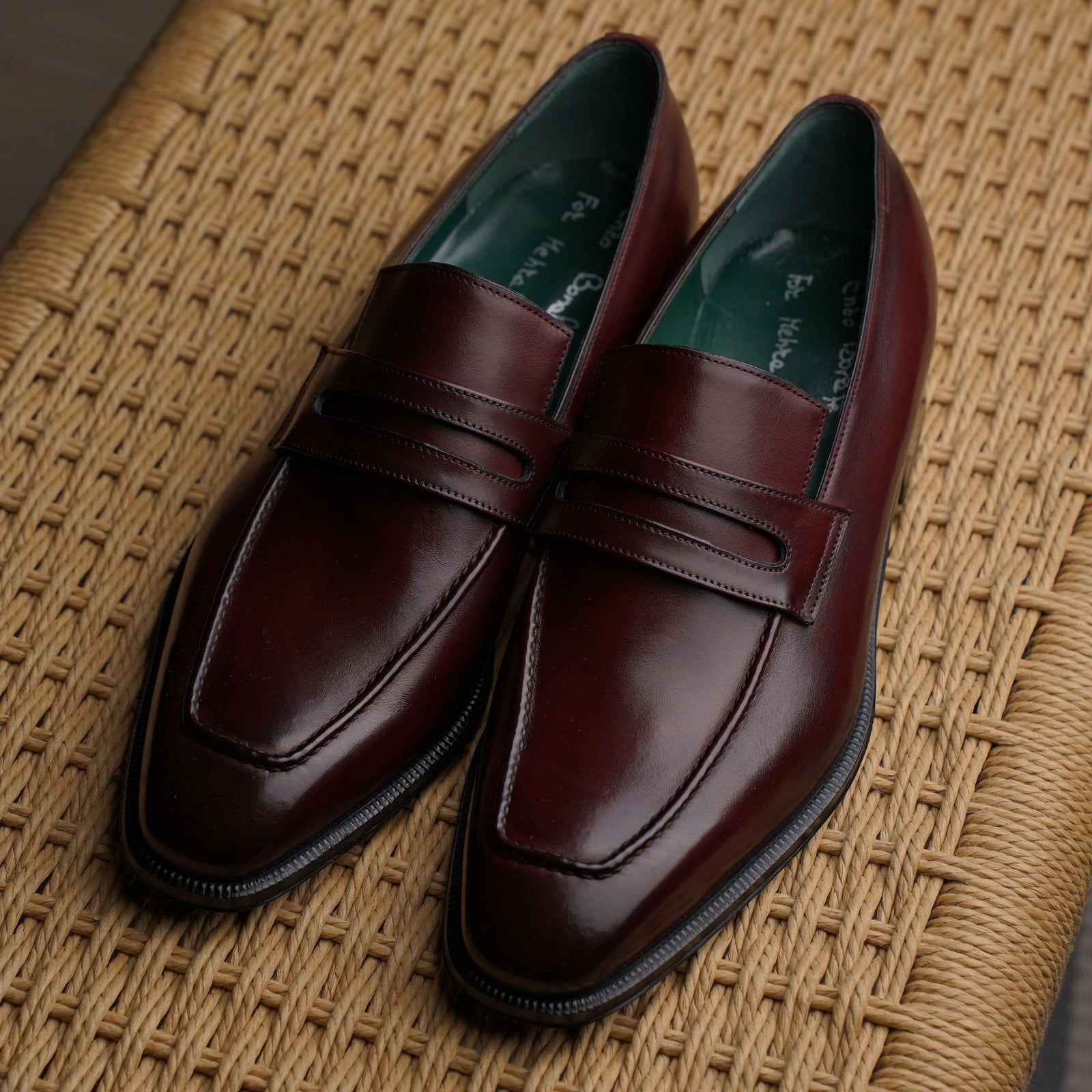 Chiseled Toe Penny Loafer - Burgundy Calf