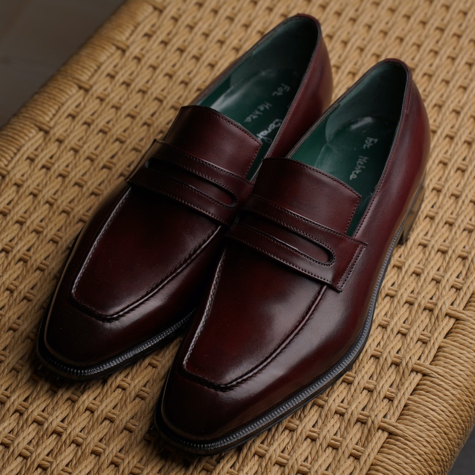 Chiseled Toe Penny Loafer - Burgundy Calf
