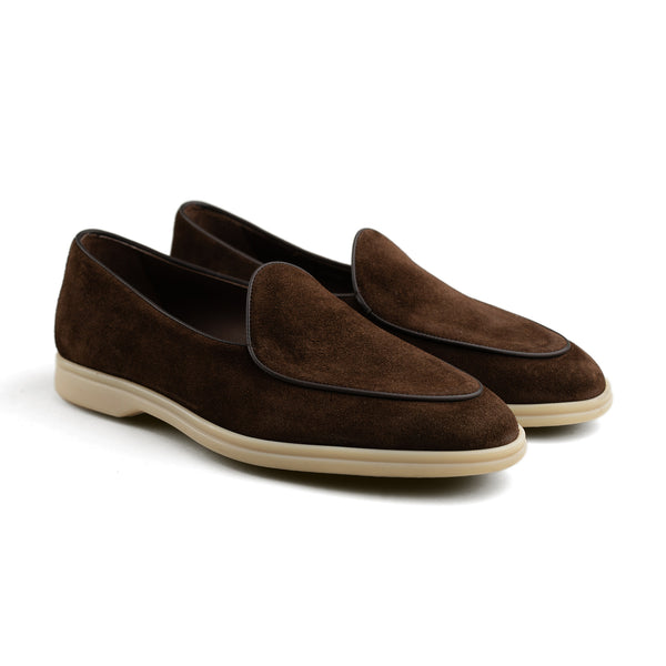 Belgian Loafer w/ Rubber Sole - Dark Brown Suede