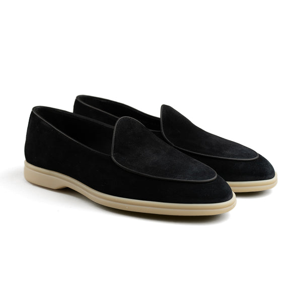 Belgian Loafer w/ Rubber Sole - Black Suede