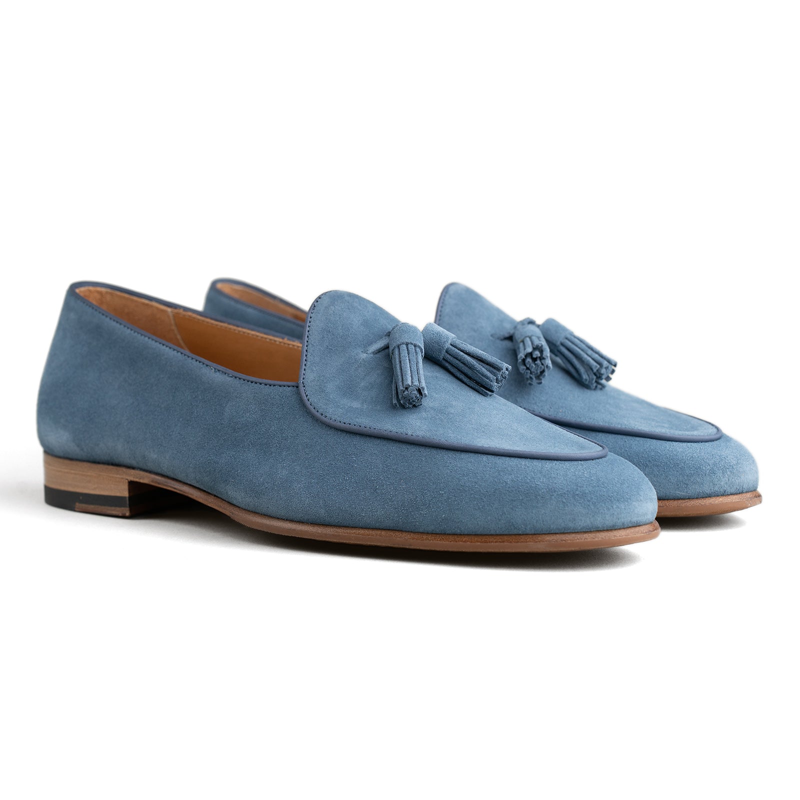 Mocasín belga con borlas - Ante índigo