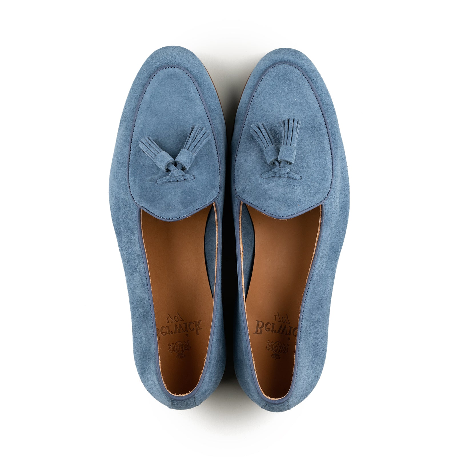Mocasín belga con borlas - Ante índigo