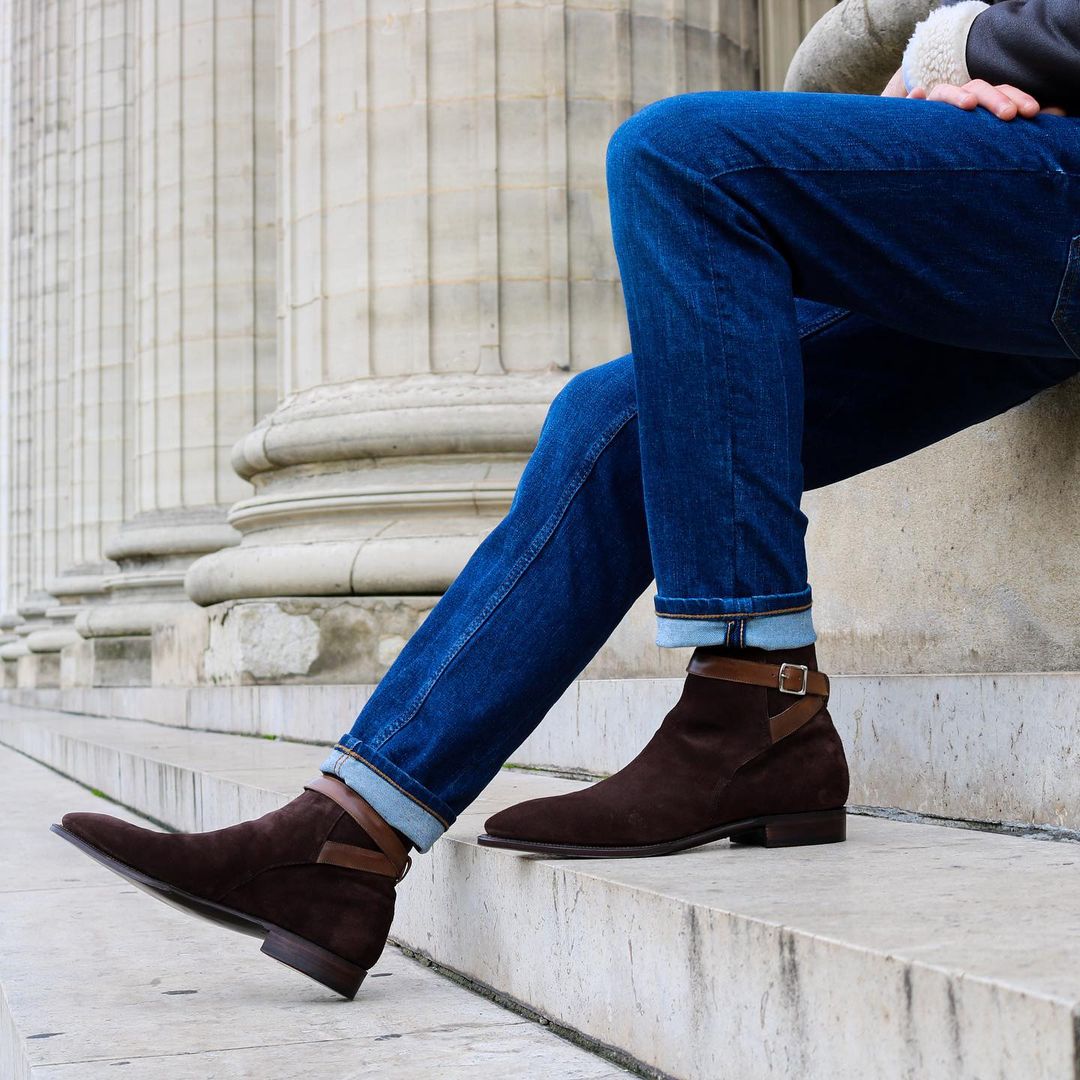 Pégase - Dark Brown Suede with Calf Strap