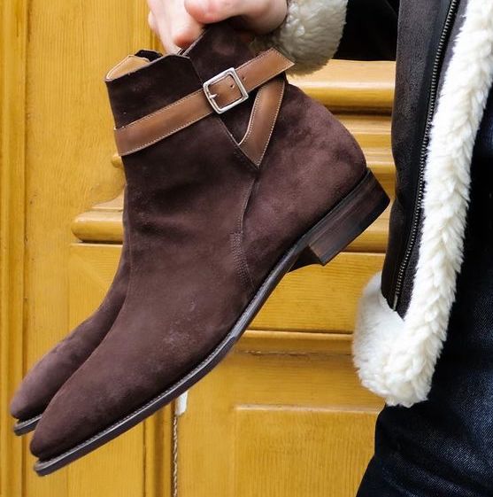 Pégase - Dark Brown Suede with Calf Strap