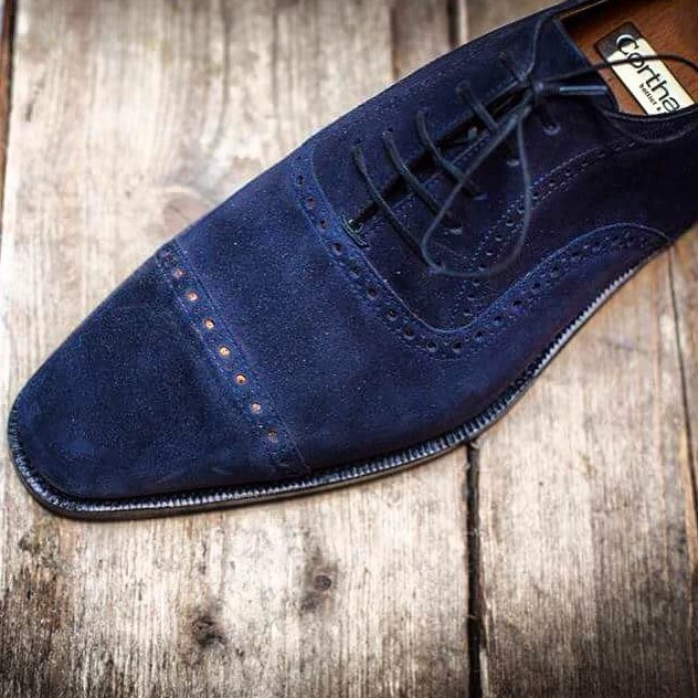 Corthay コルテ スエード レザー ローファー 7 ネイビー