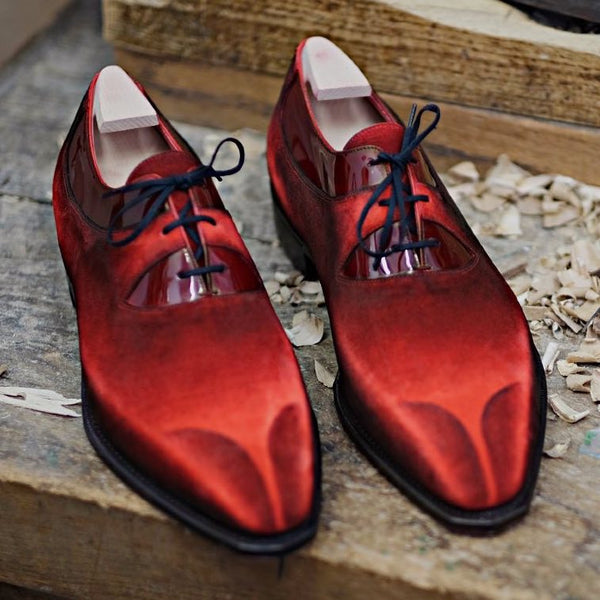 Duke - Patina de gamuza roja / Cuero charol 