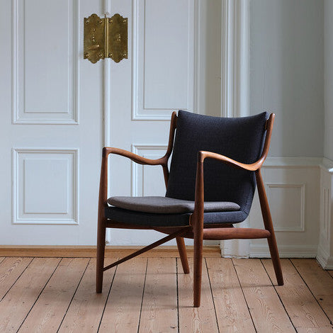 45 Chair - Walnut Base with Black Leather
