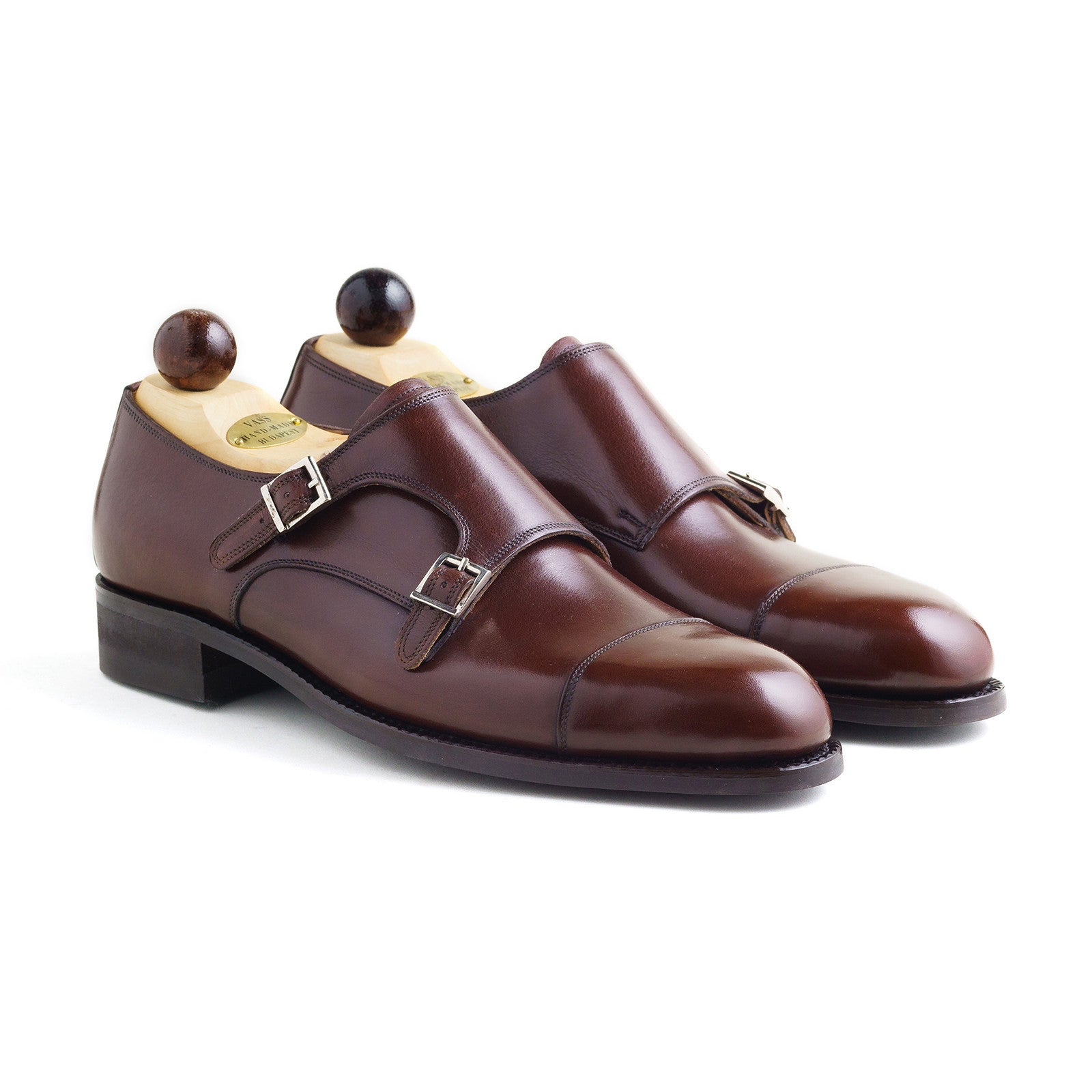 Vass Shoes Style 1064 Monk Dark Cognac Calf - Default View
