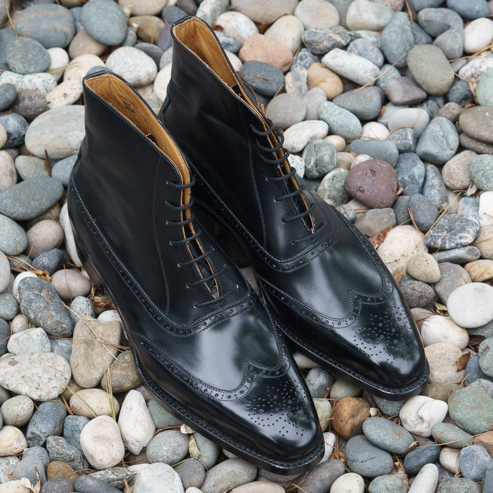 Balmoral Wingtip Boot - Black Calf