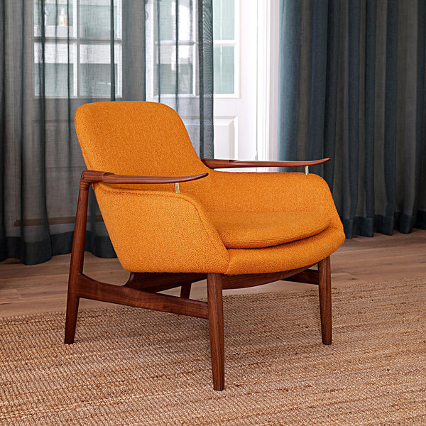 53 Chair - Walnut Base / Orange Textile