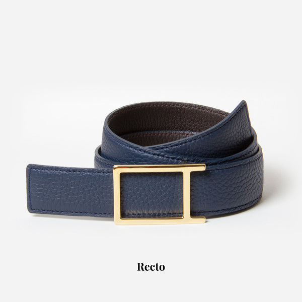 Classic Yellow Gold Buckle - Navy / Ebony Bull