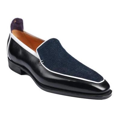 corthay Brighton - Black Calf / Blue Denim