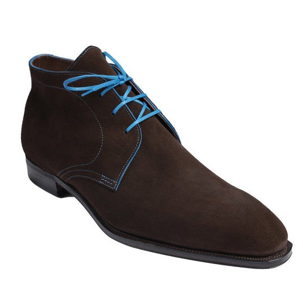 corthay Chukka - Dark Brown Suede Blue Stitching