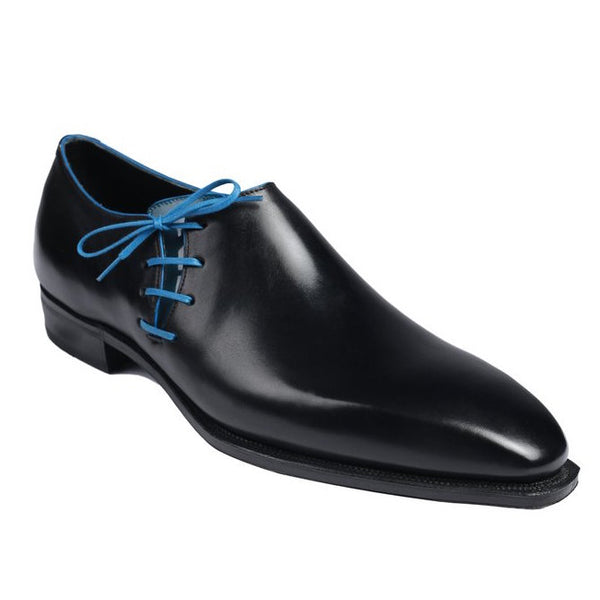 corthay Lateral - Black Calf Blue Piping